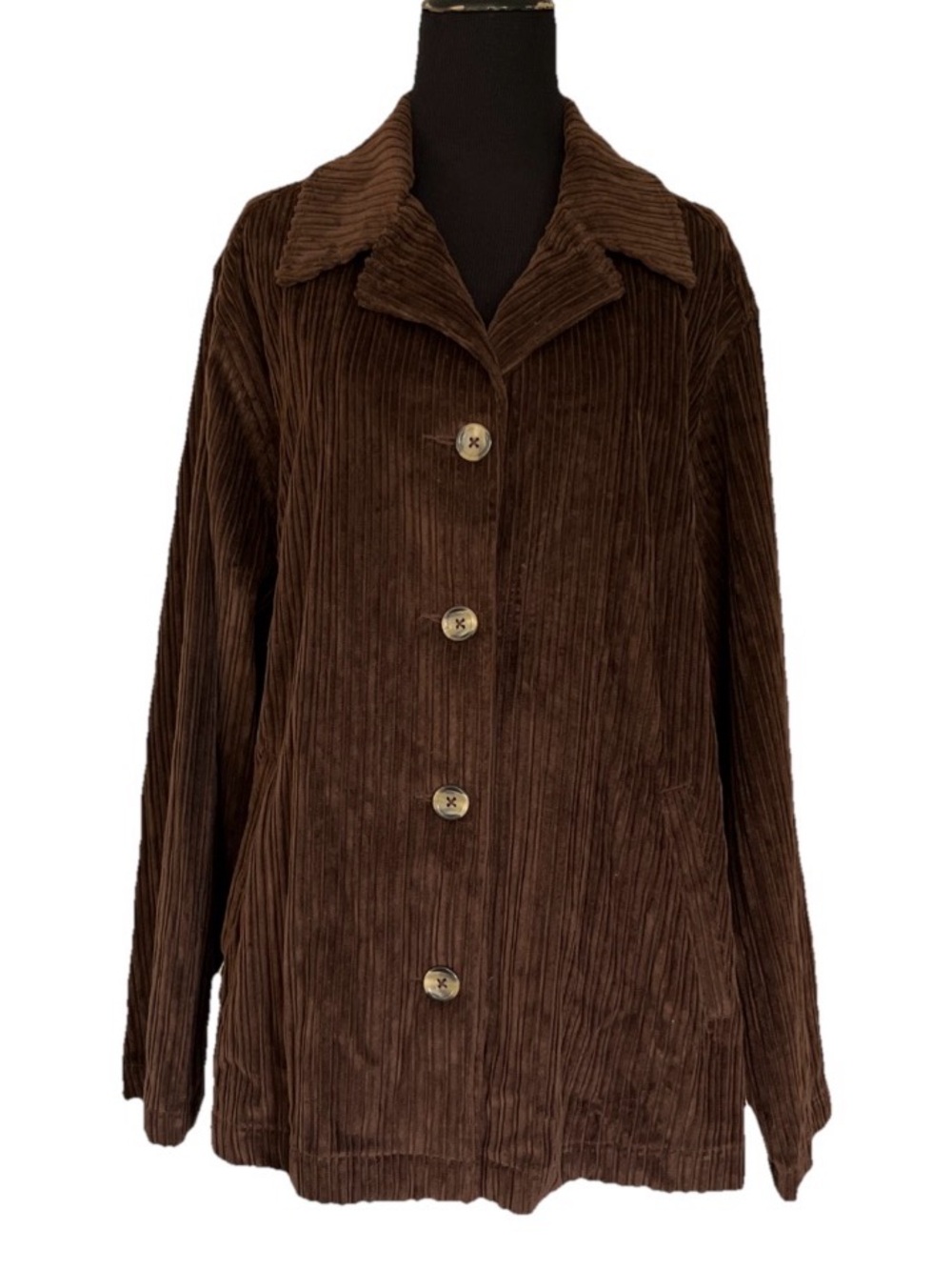 Vintage 90s Corduroy Jacket Shacket Espresso Dark Brown Grunge Earthy Size 2X